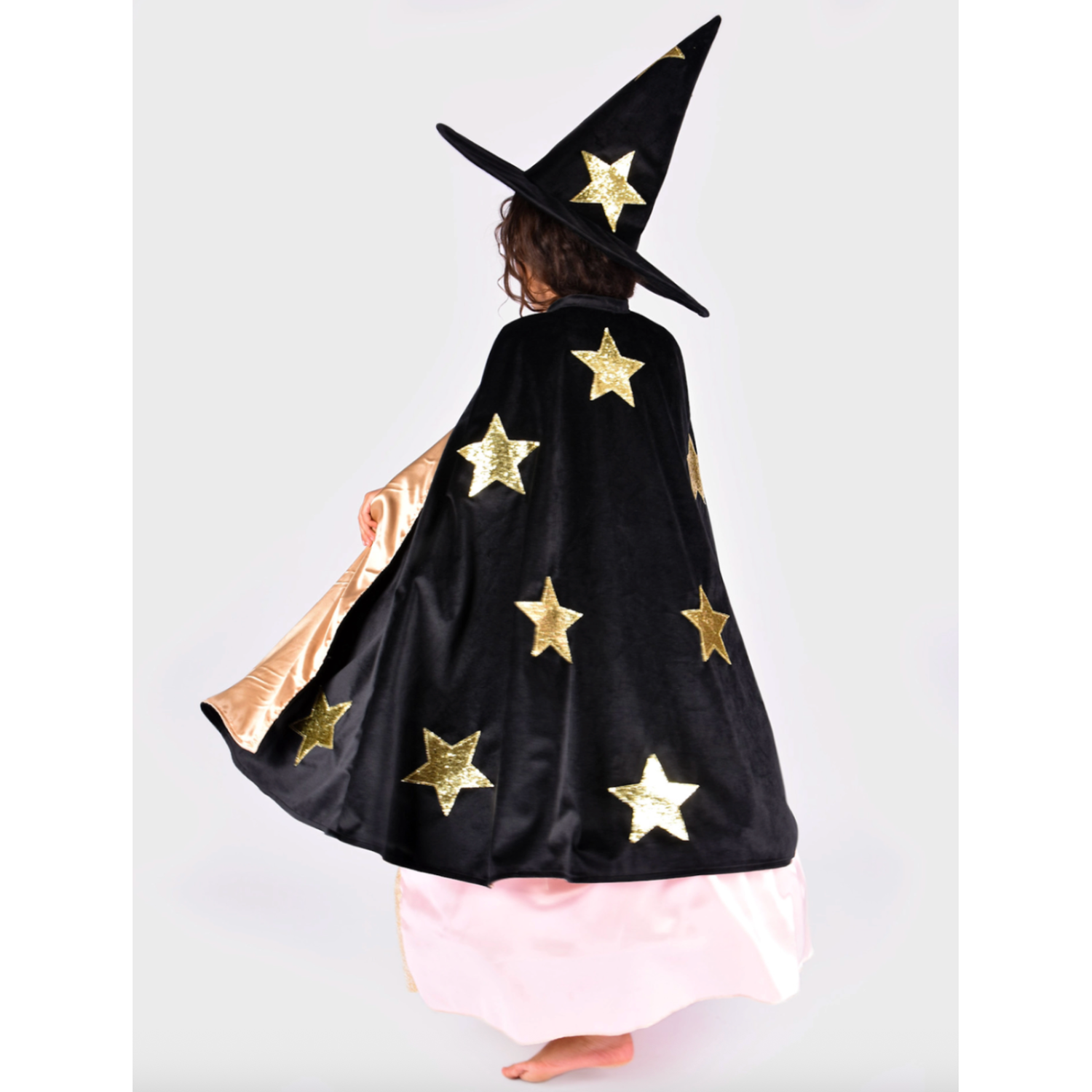 CAPE WITH HAT VELVET BLACK AND GOLD